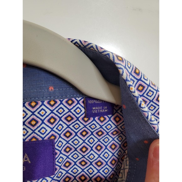 Tallia Shirt Mens Large Purple Blue Orange Geo Print Button Down Long Sleeve - Picture 3 of 7